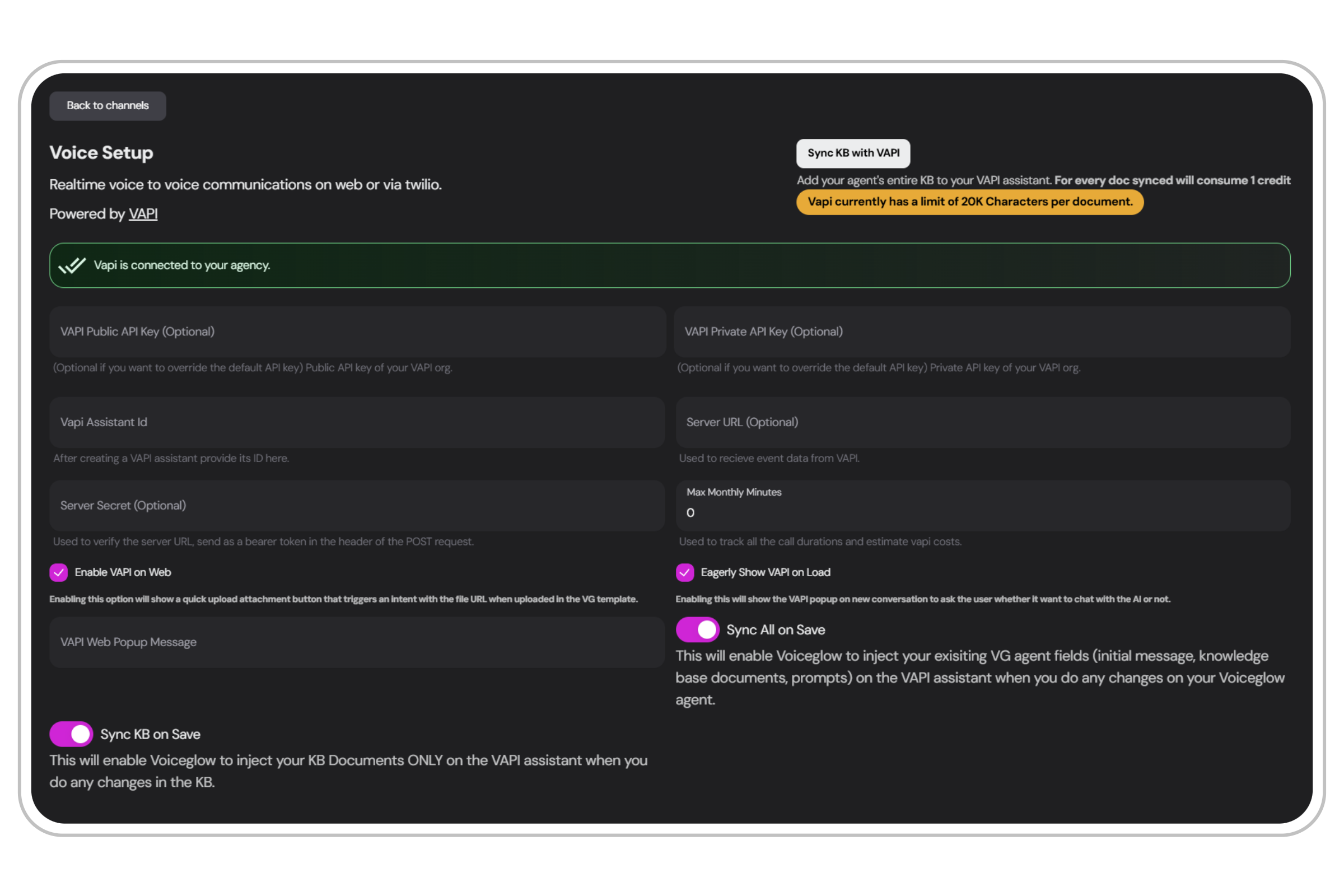 Voice setup verification