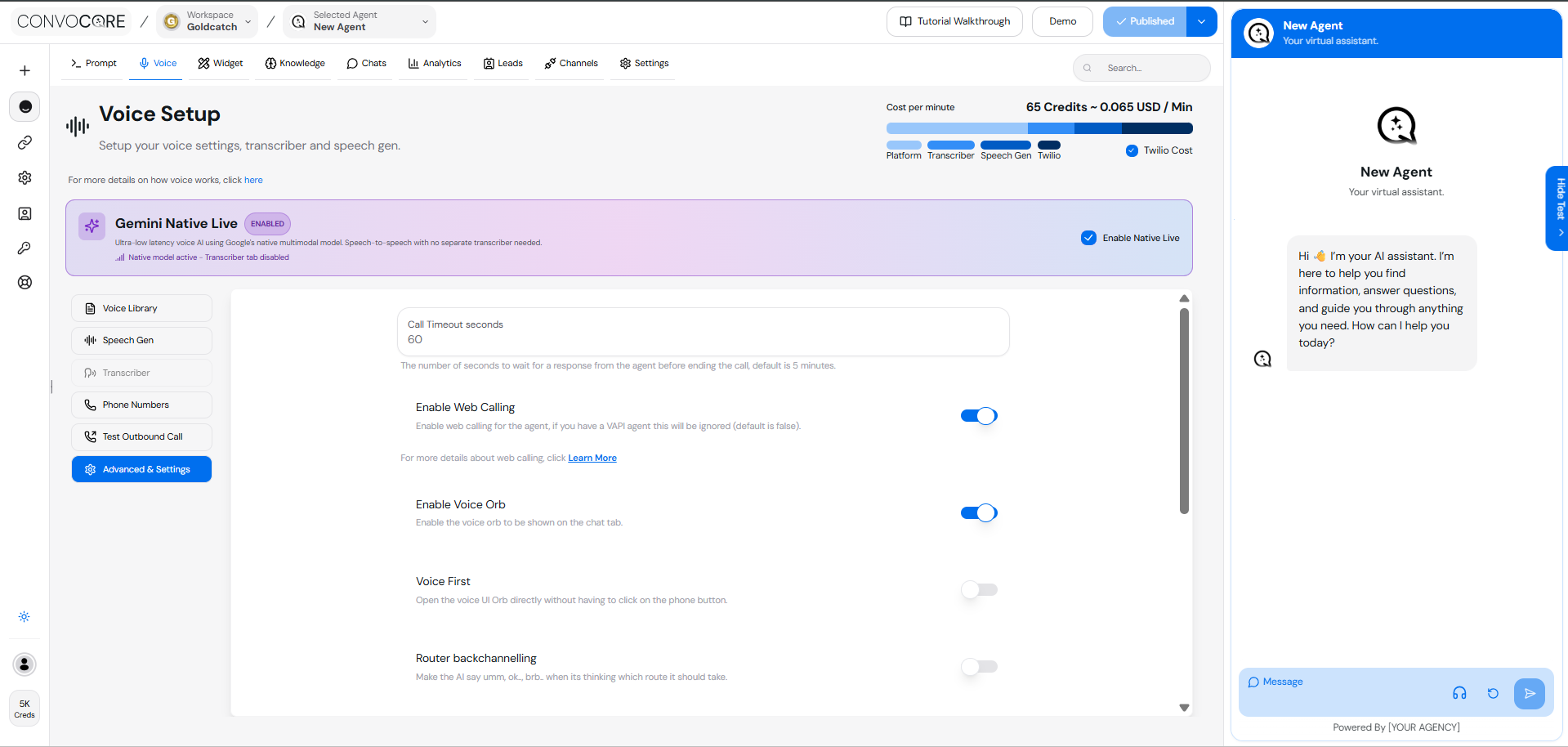 Web Calling Settings