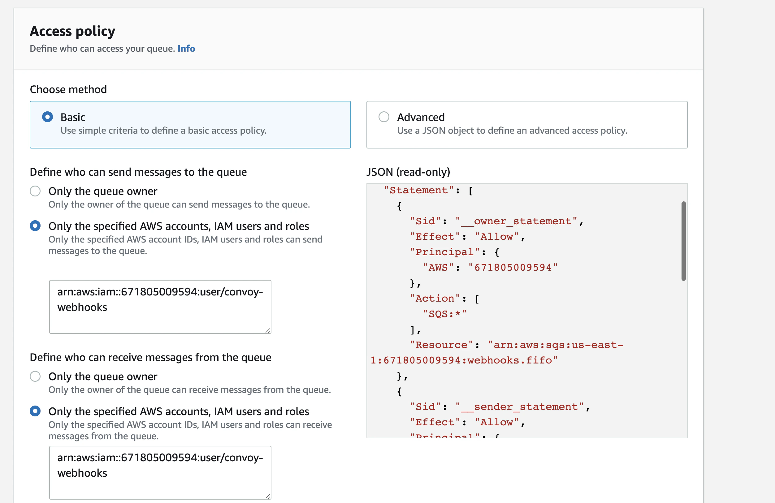 add the IAM user under access policy