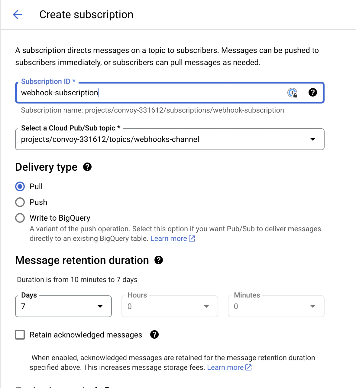 create a subscription
