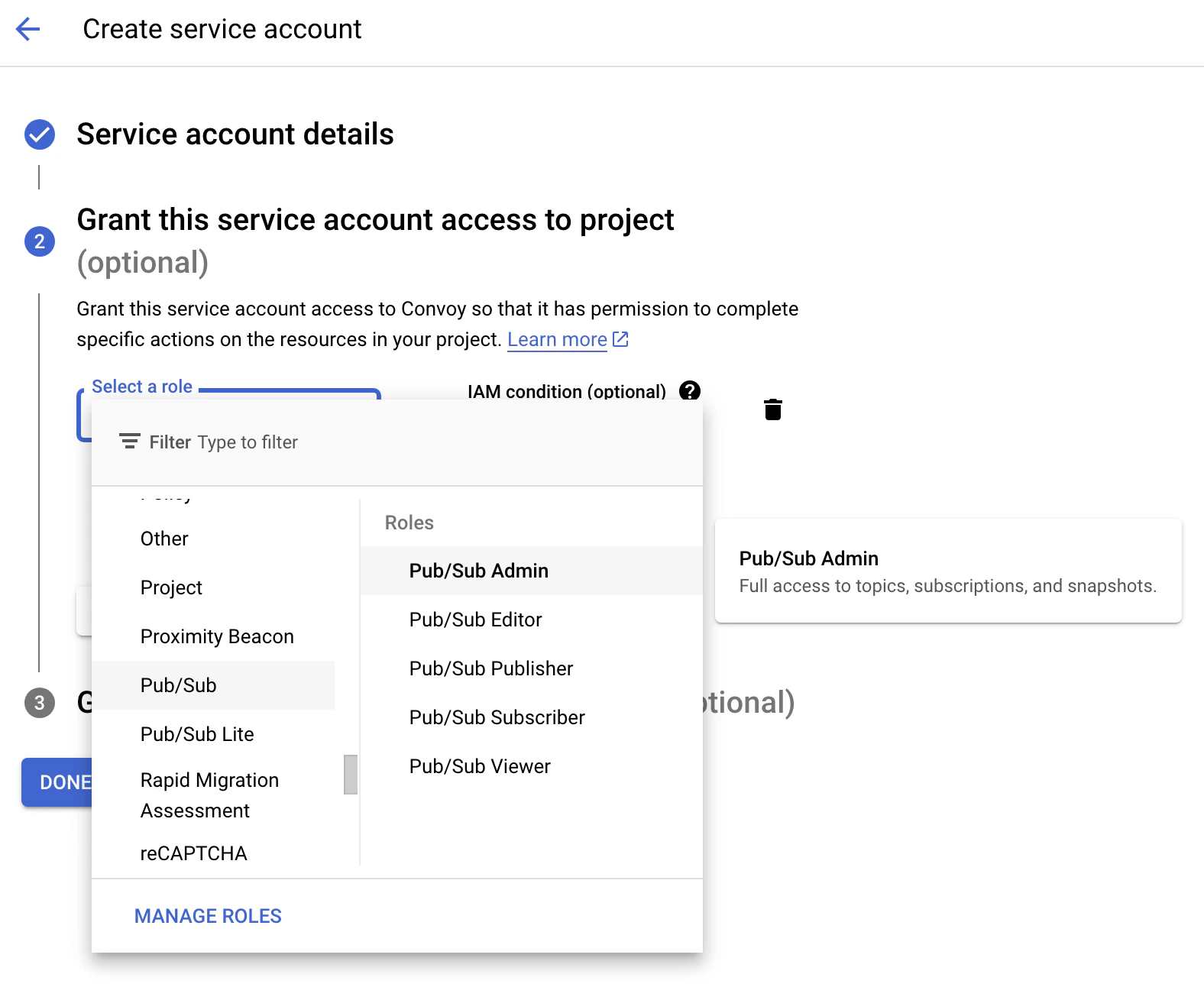 create service account