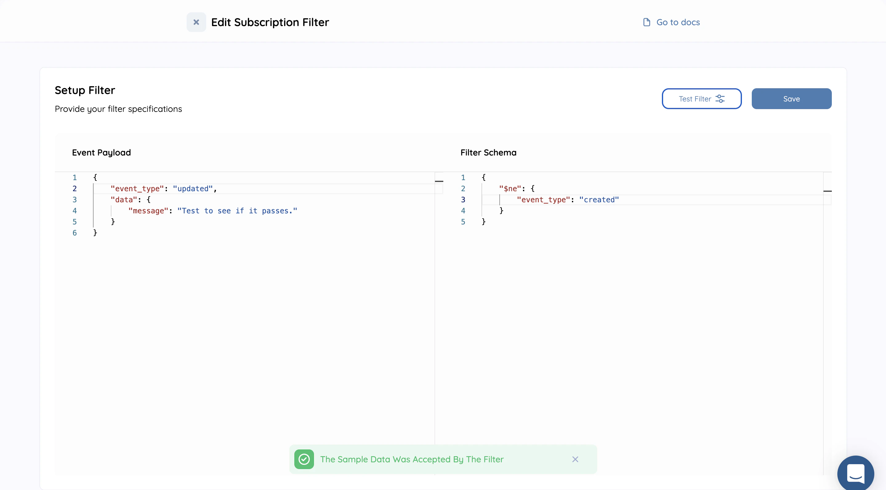 $neq subscription filter