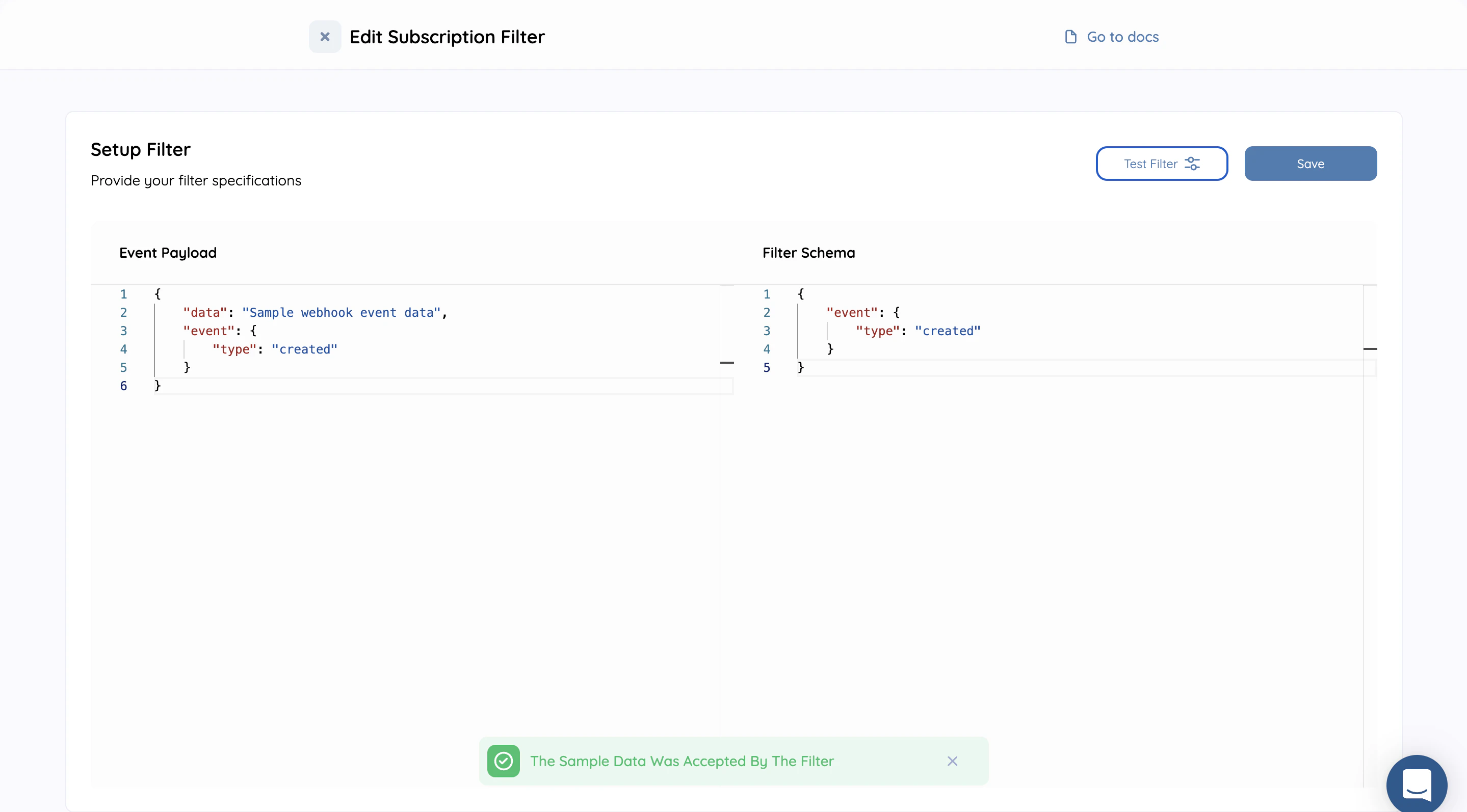 subscription filter modal