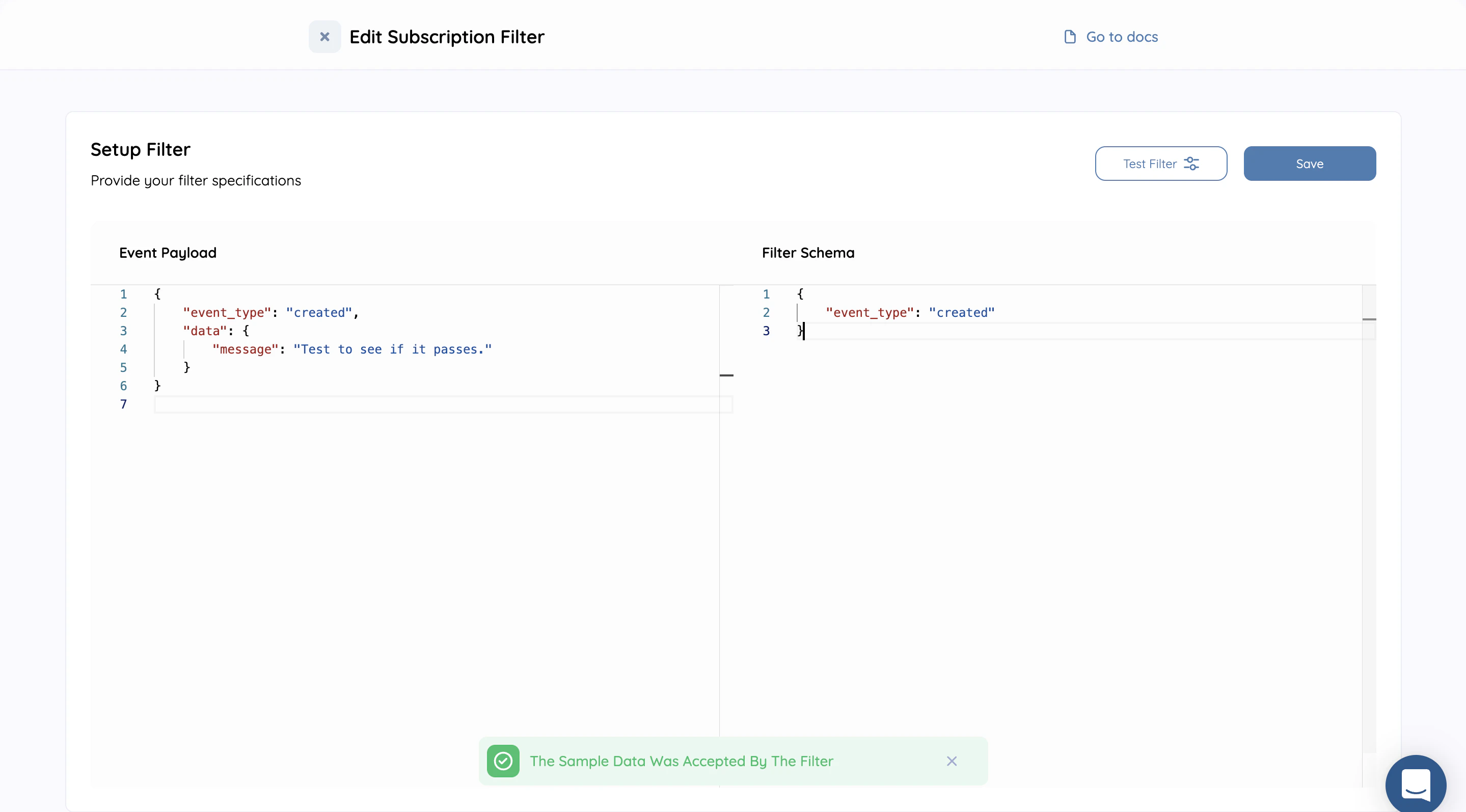 subscription filter modal