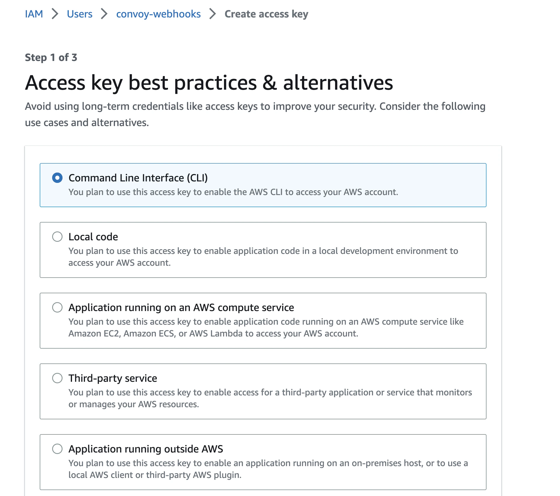 create CLI access key
