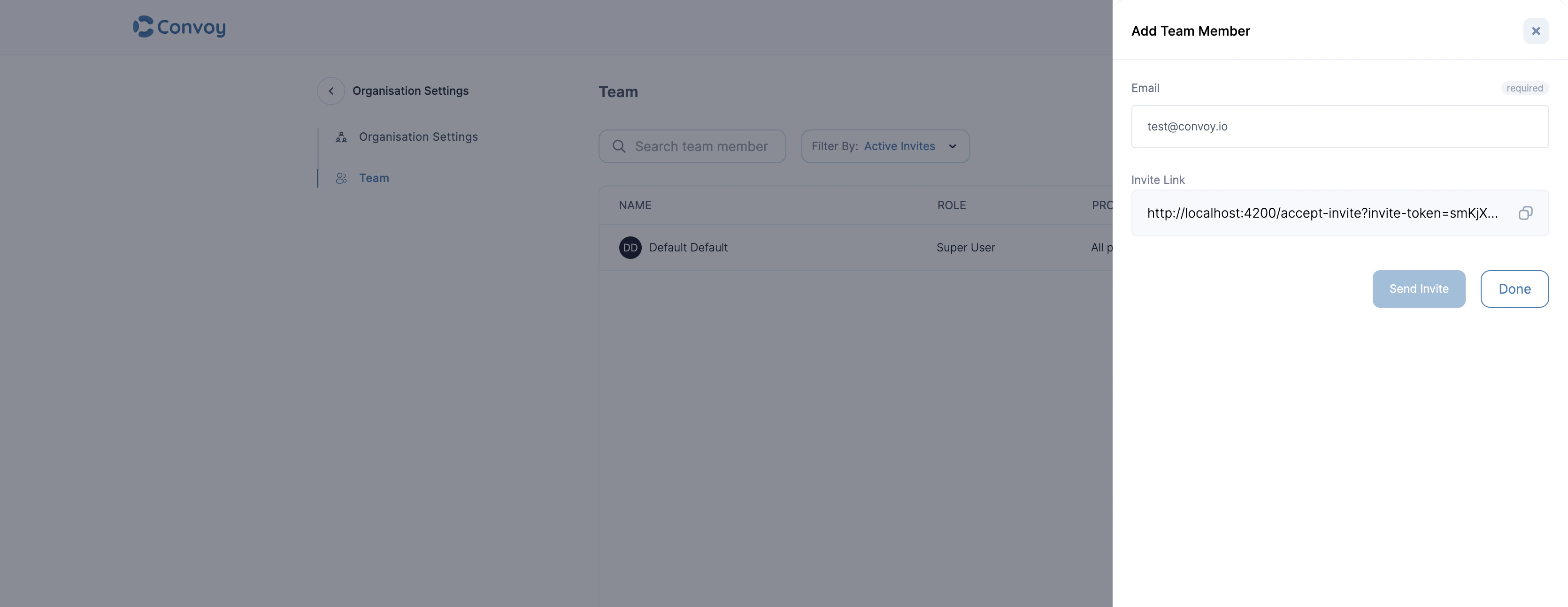 Incoming and outgoing projects