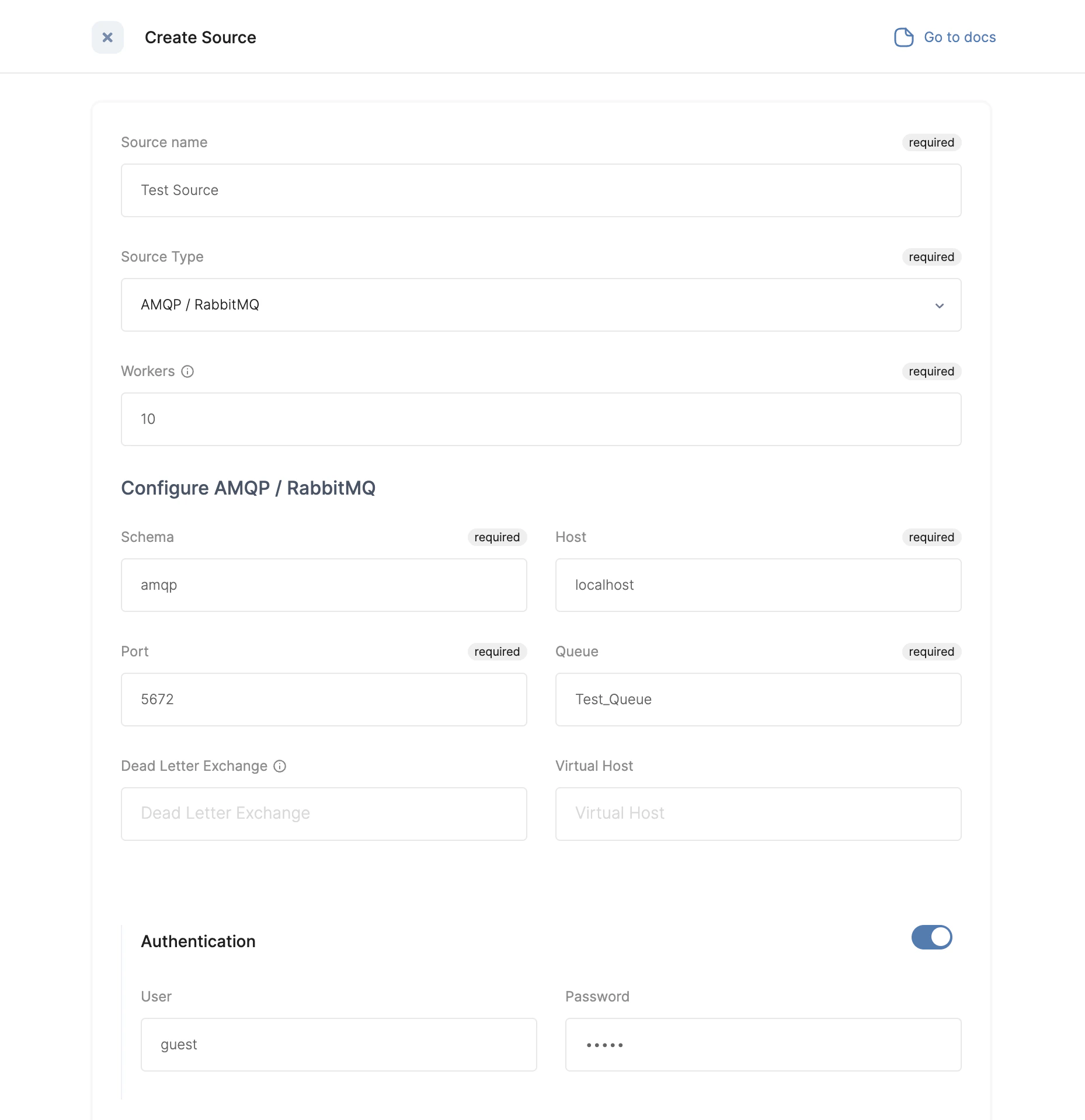 RabbitMQ source form