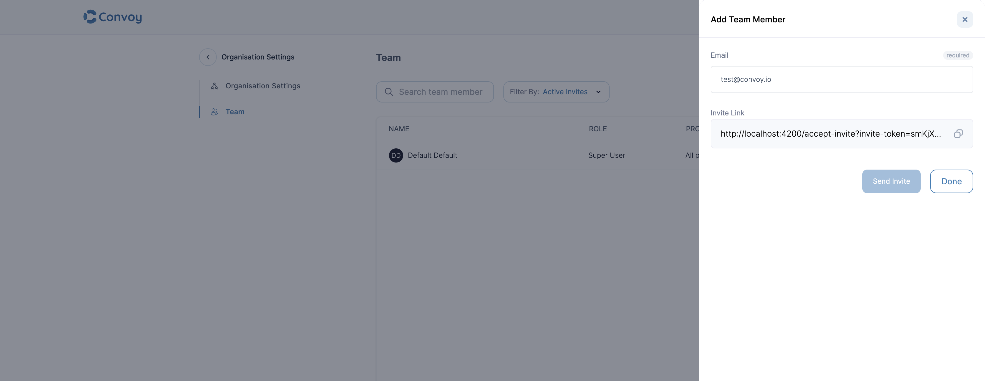 Incoming and outgoing projects