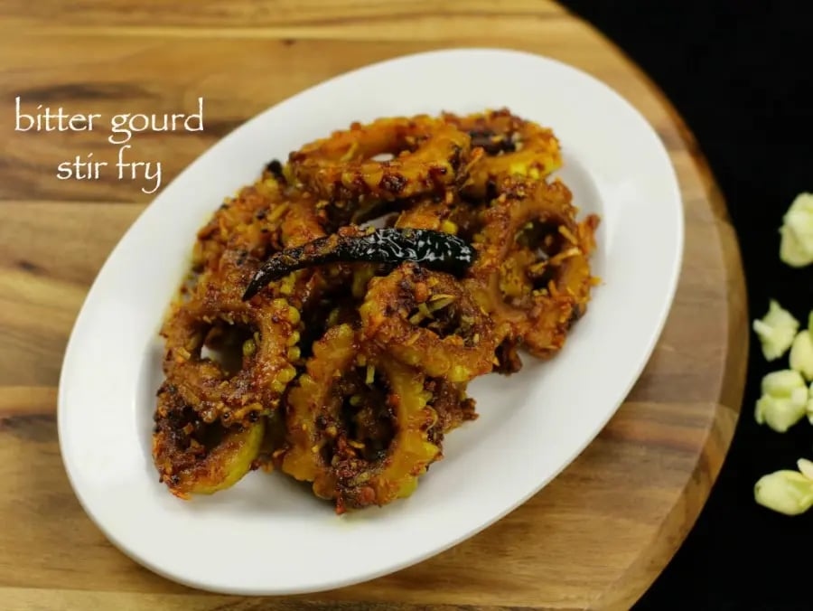 bitter-gourd-stir-fry-recipe-hagalkayi-palya-karela-stir-fry-recipe