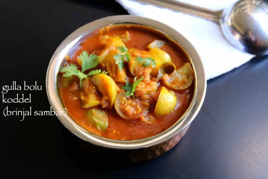 gulla-bolu-koddel-recipe-gulla-bolu-huli-eggplant-sambar