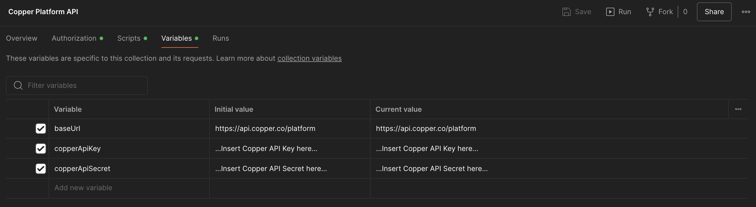 Postman Global Variables
