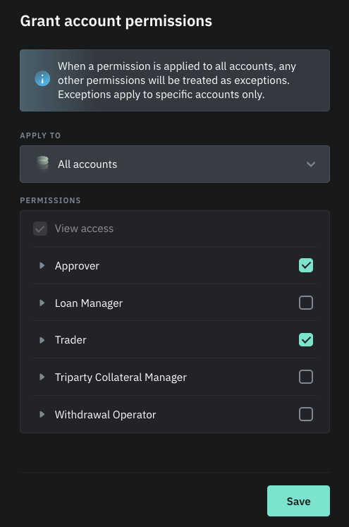 Grant account permissions
