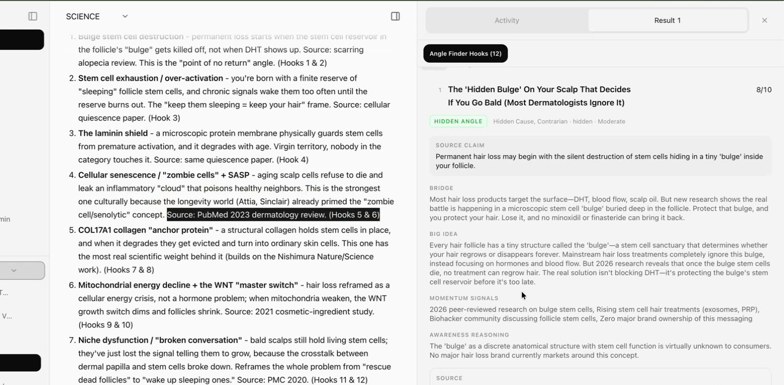 Science-based hair-loss mechanism ideas beside Angle Finder source and bridge details