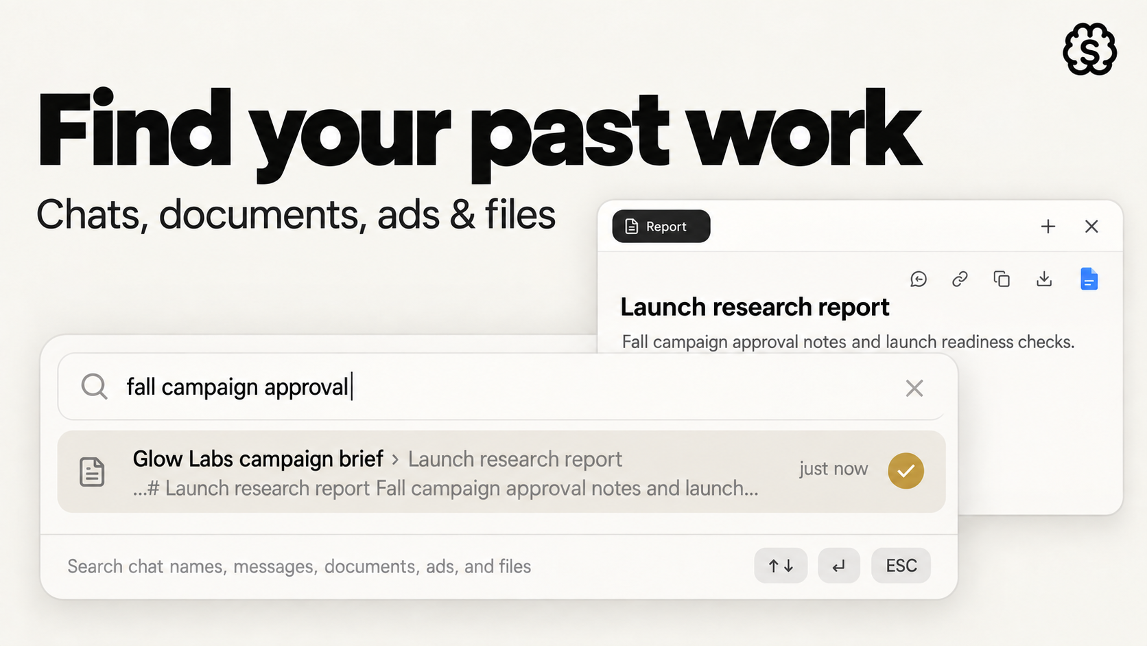 Search cover showing a campaign query and its matching Canvas document