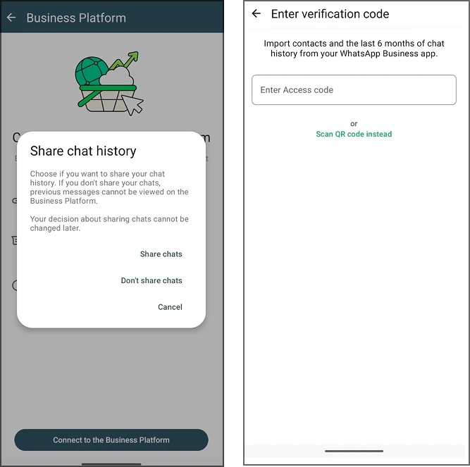 Siga as instruções no WhatsApp Business App