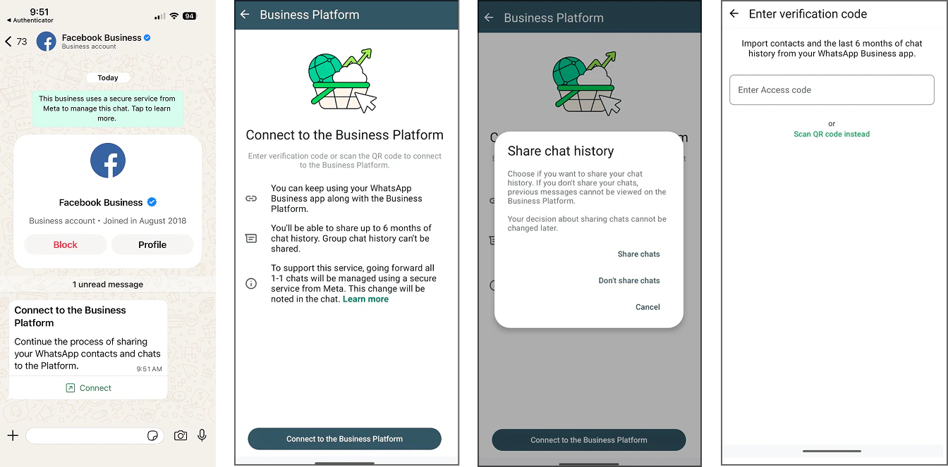 Seguir las indicaciones en la aplicación WhatsApp Business