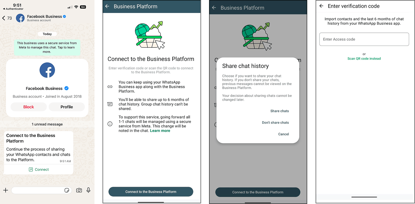 Siga as instruções no WhatsApp Business App