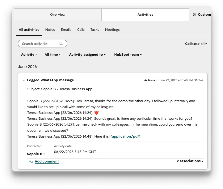 Hubspot transcript example