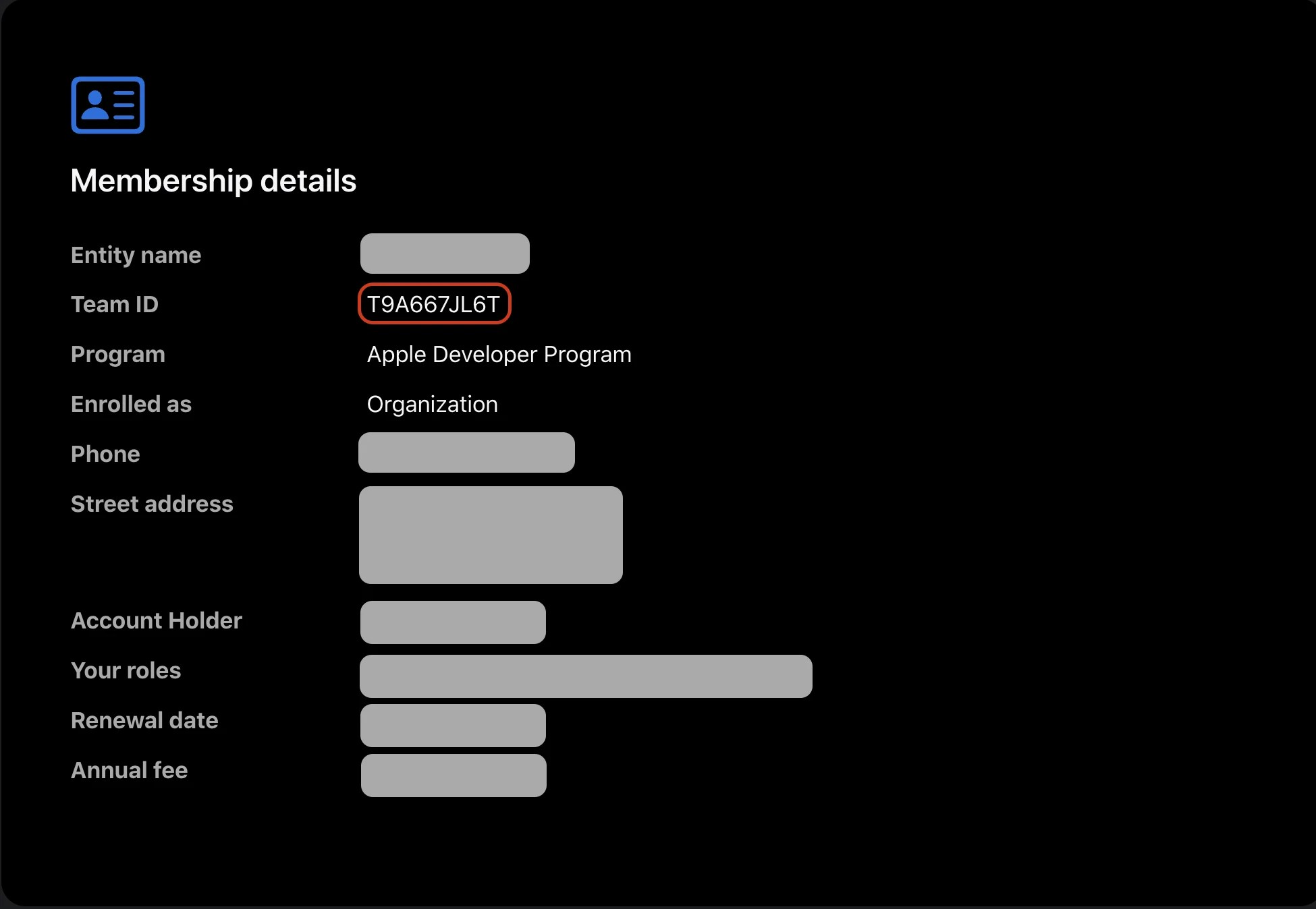 Apple Developer Portal Team ID location