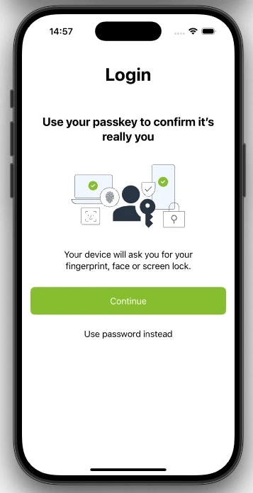 Passkey creation screen
