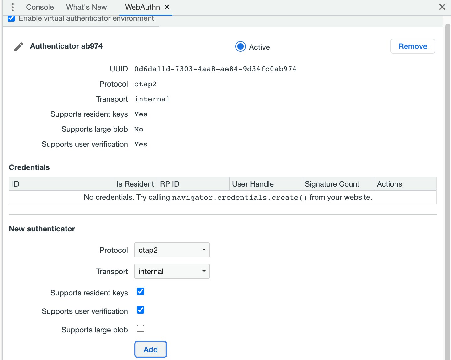 Google Chrome Virtual Authenticator