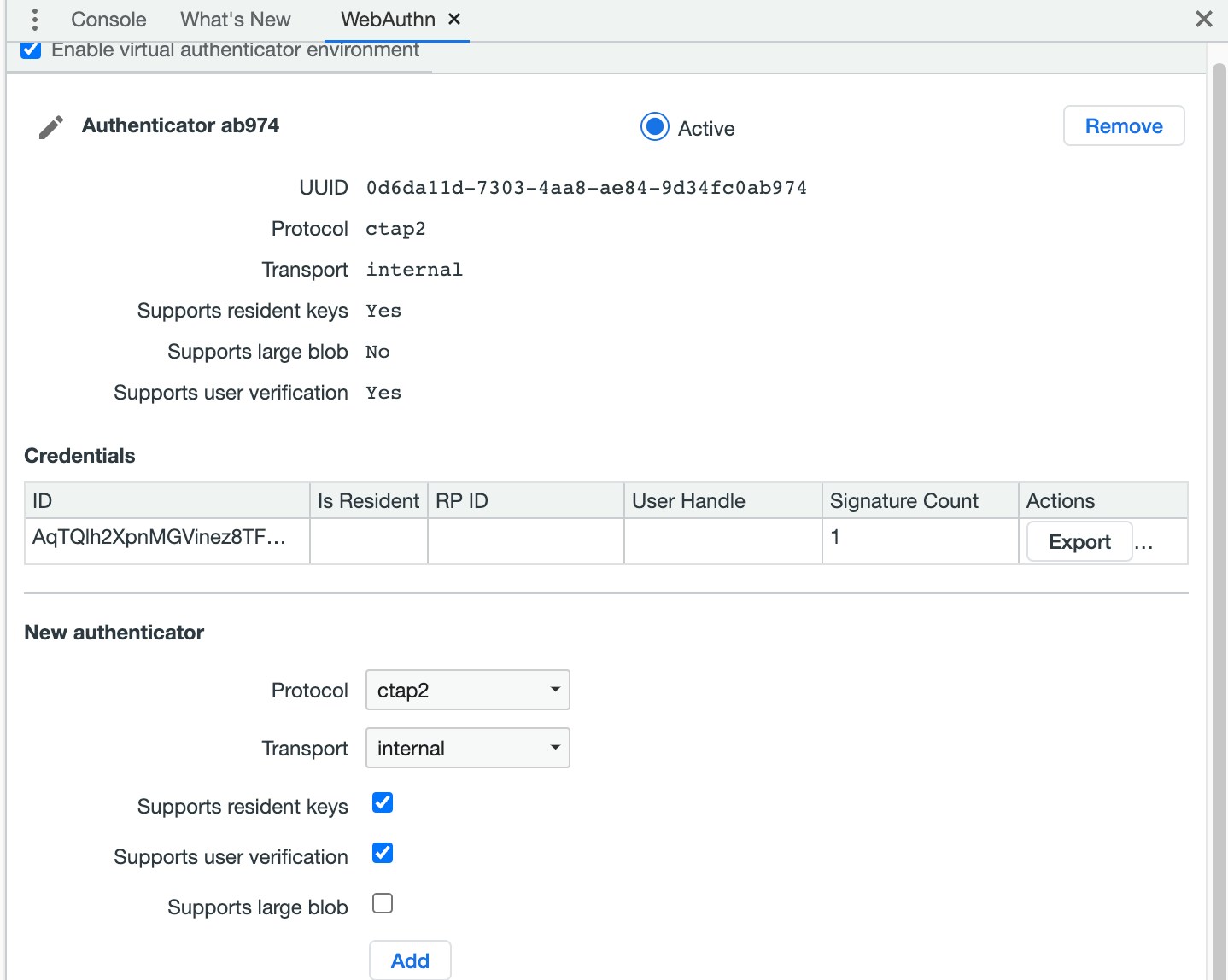 Google Chrome Virtual Authenticator