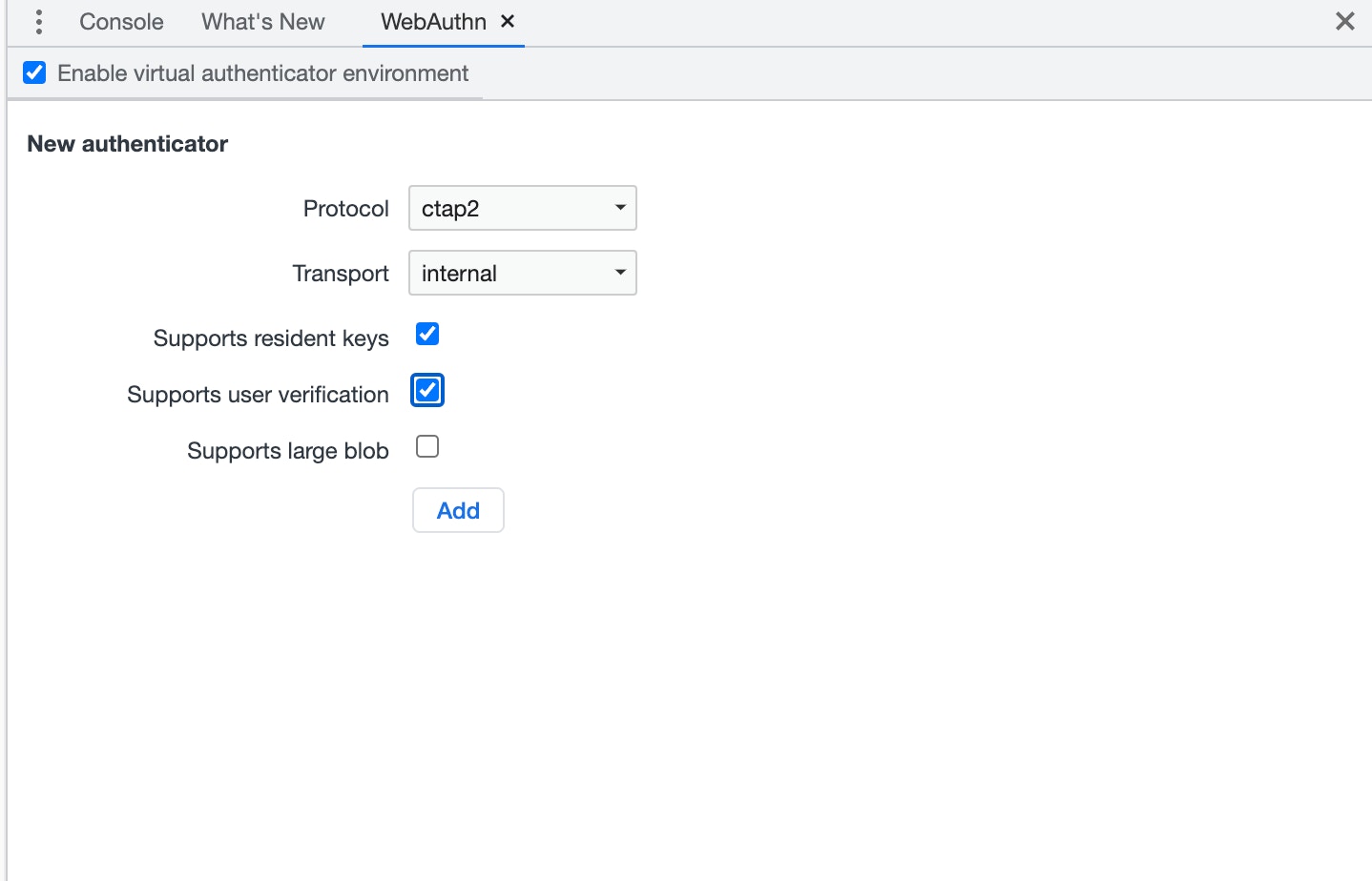 Google Chrome Virtual Authenticator
