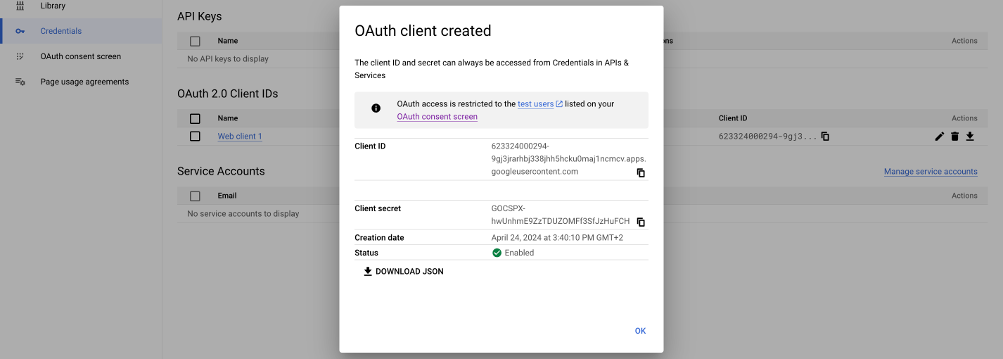 Google Cloud 0Auth-Client