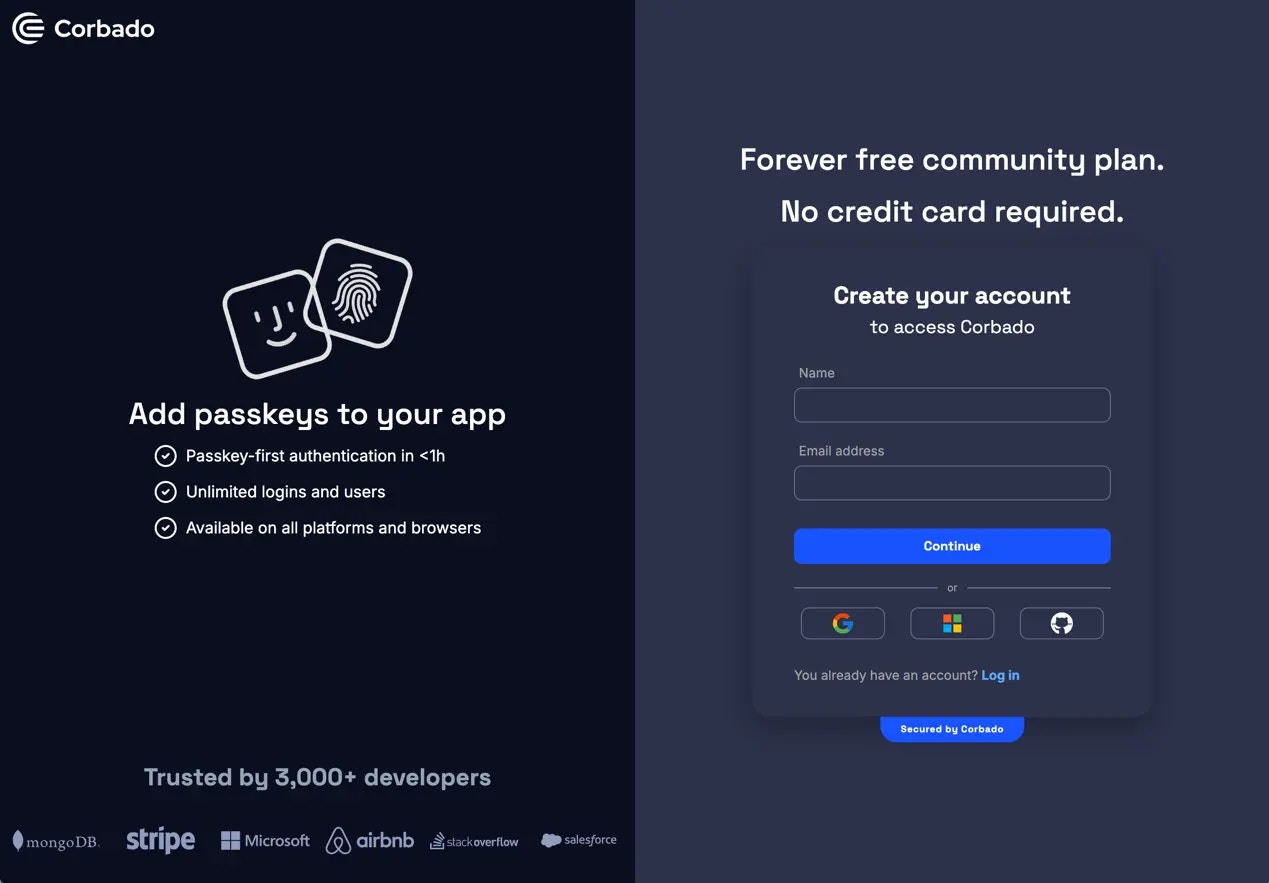 Developer panel sign-up