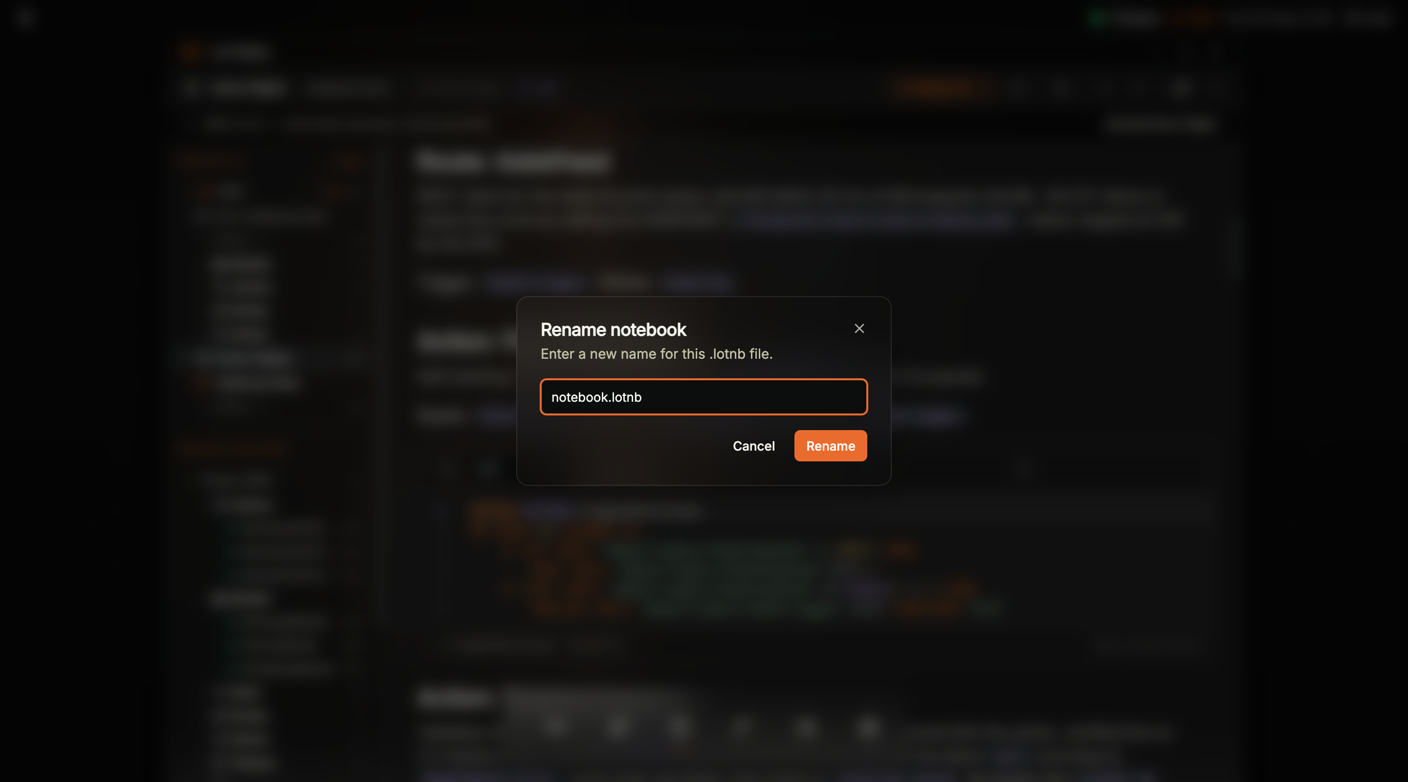 Coreflux HUB LoT Editor showing notebook cells badged NOT RUNNING with Compare with broker controls, and a header chip reading a not-running count