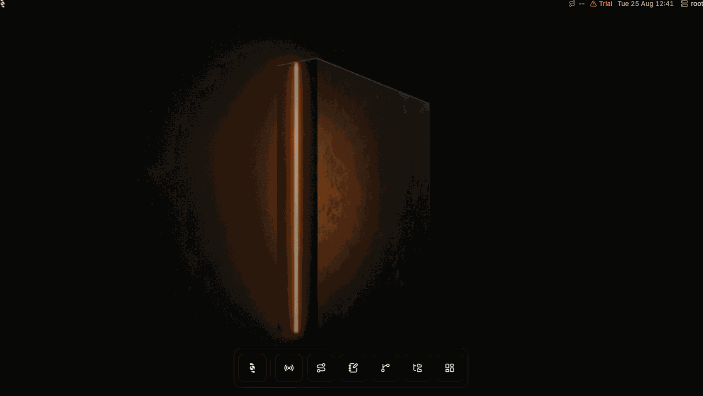Animated walkthrough of clicking the LoT Editor icon in the Coreflux HUB dock to open the Sample notebook