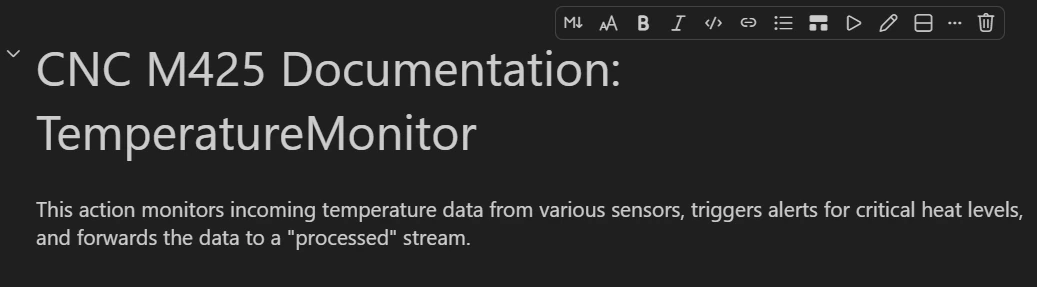 LoT Notebook markdown cell showing a heading and body text with the cell toolbar for formatting and actions