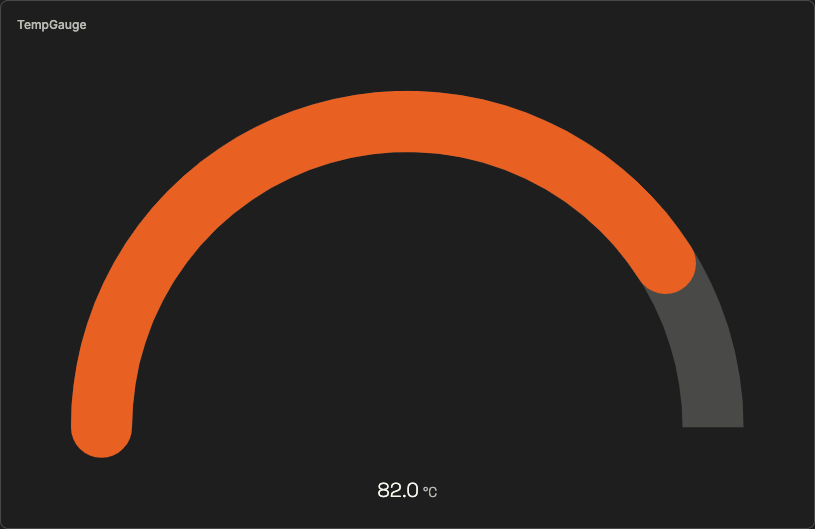 A radial temperature gauge reading 82.0 °C