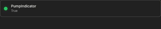 A green pump status indicator dot