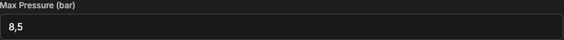 A numeric input field for a maximum pressure limit