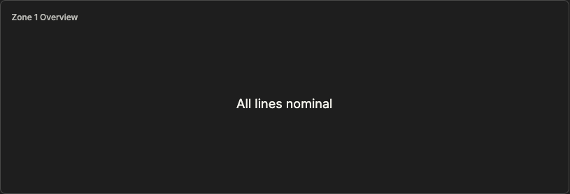 A large text line showing a live status message from the system message topic