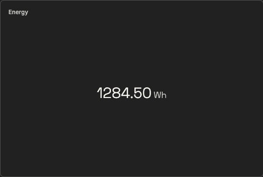 Large numeric value readout showing 1284.50 Wh extracted from a JSON payload
