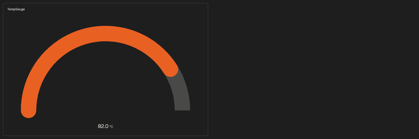 The Sensor Monitor panel rendering a single radial gauge bound to the temperature topic