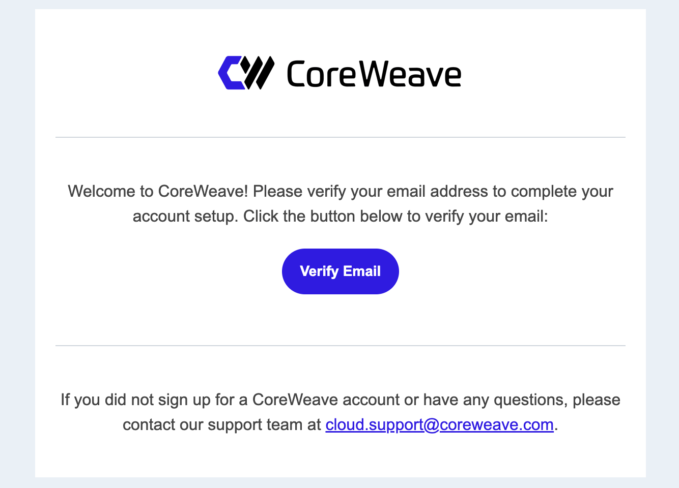 Invitation email with an activation button