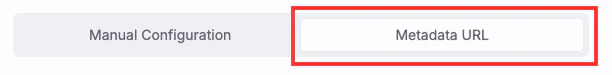 Screenshot showing where to select Metadata URL