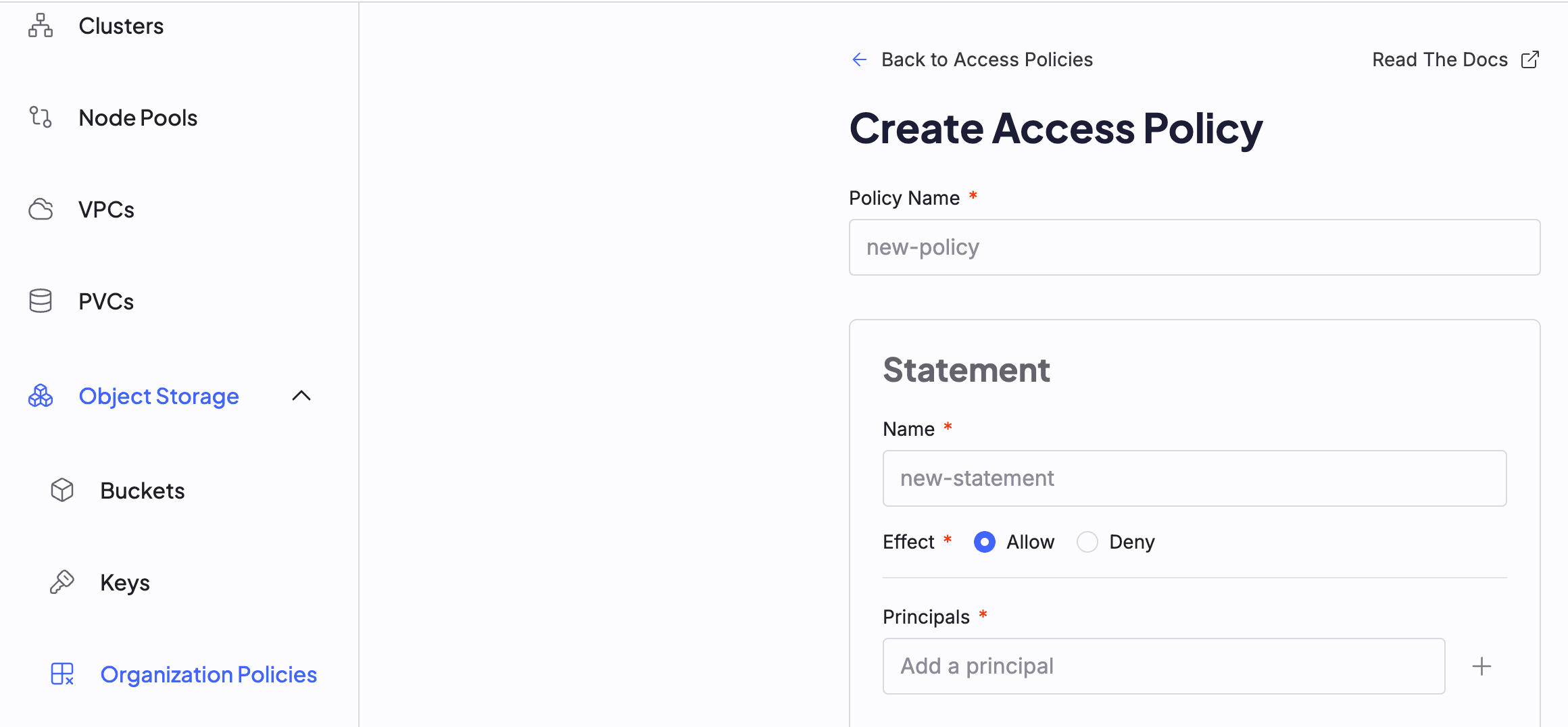 Screenshot of the new AI Object Storage Console UI