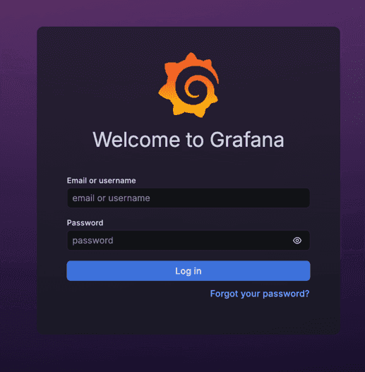 Grafana login page.