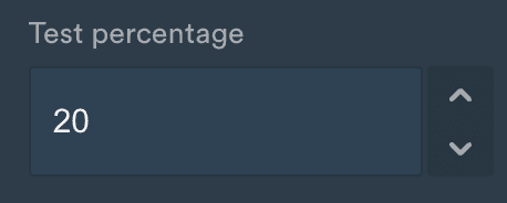 Test percentage input field showing the default value of 20