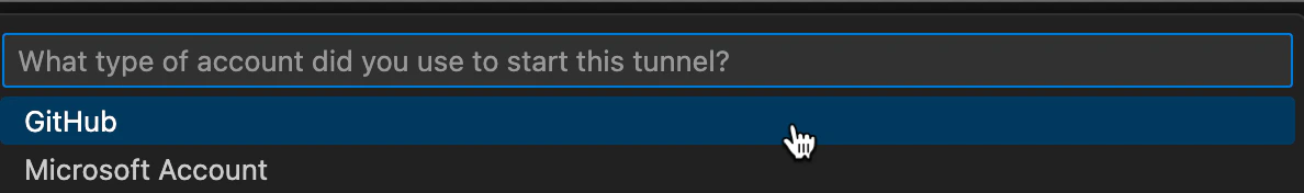 VS Code authentication selection