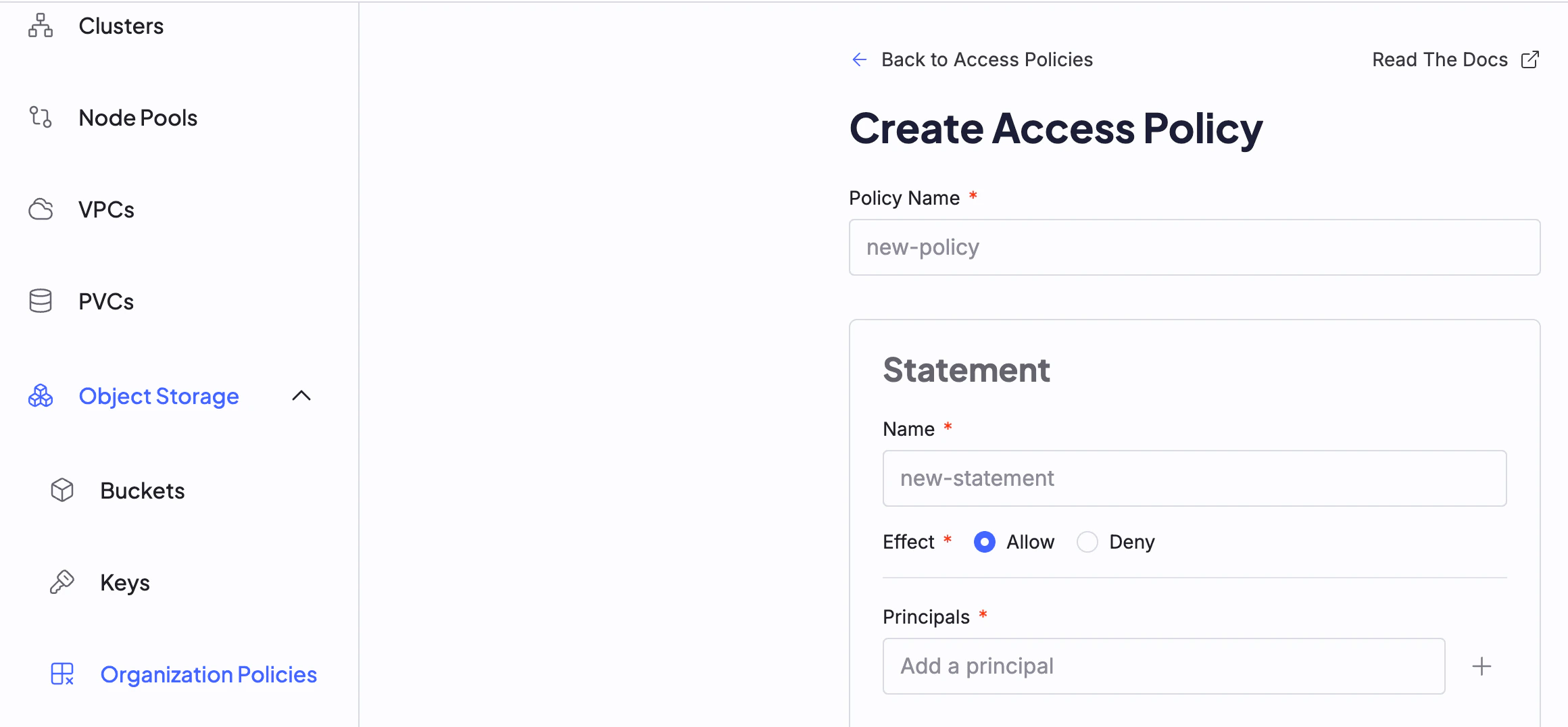 Screenshot of the new AI Object Storage Console UI