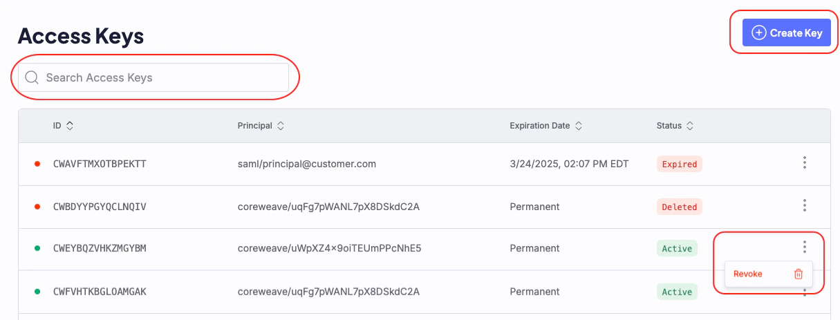 Object Storage Keys
