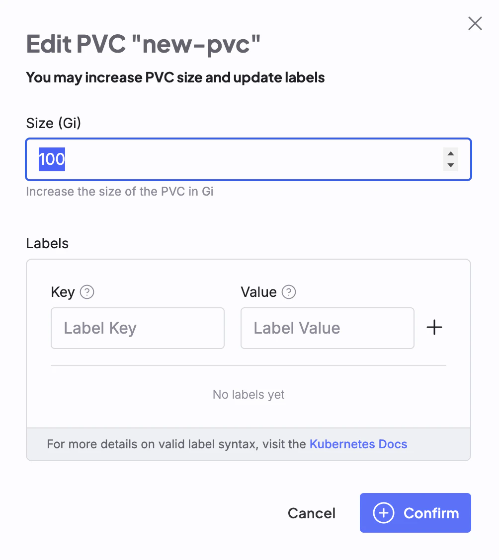 Edit PVC modal