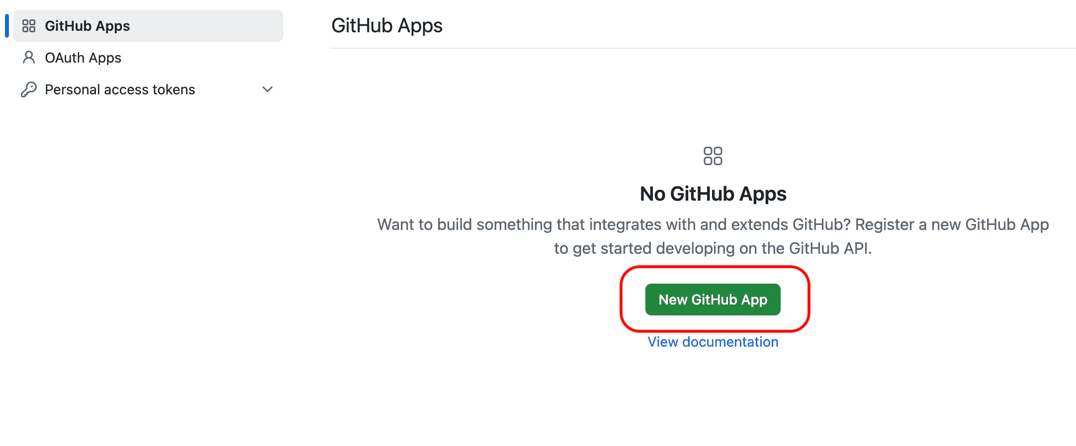 GitHub app page for creating a new app.