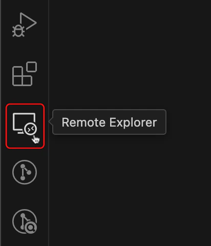 A screenshot of the VS Code Activity Bar with the Remote Explorer icon highlighted
