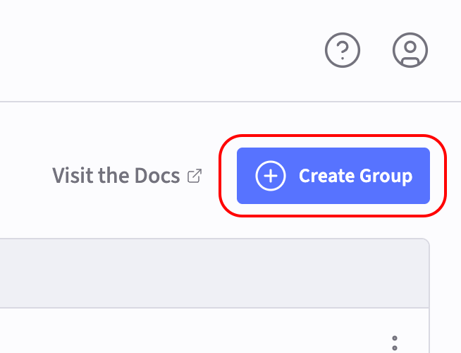 Screenshot of the Create Group button